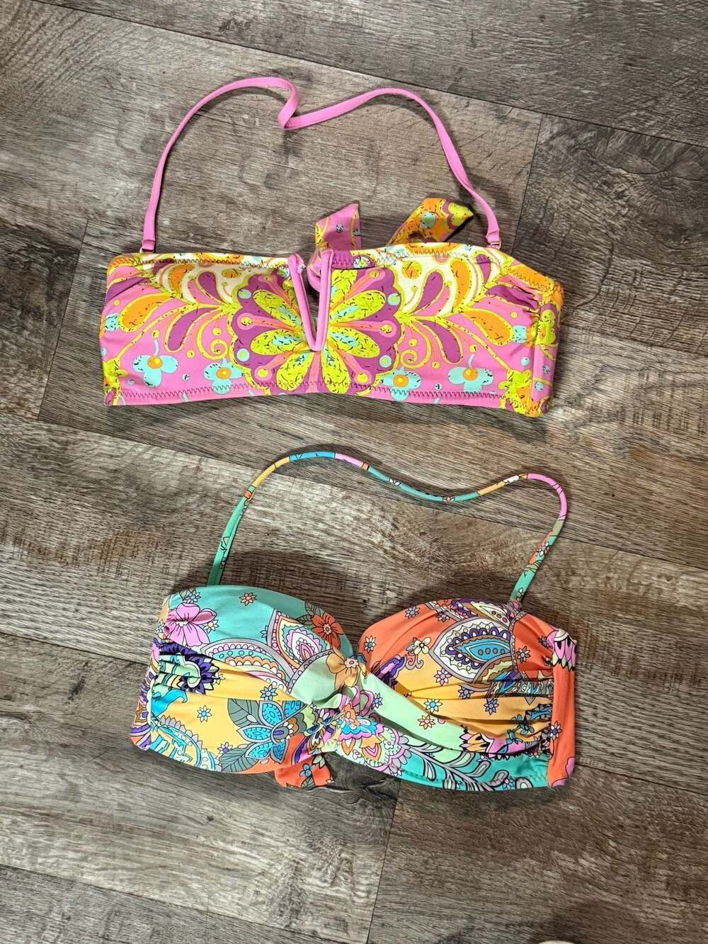 Trina Turk Women's Multicolor Paisley Bandeau Bikini Tops Size 6